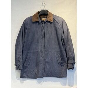 Vintage G III 3 Global Identity Authentic Size L Barn Coat Navy Blue Suede Wool